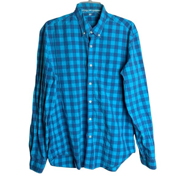 J. Crew Other - J.Crew Shirt Mens Large Blue Plaid Cotton Long Sleeve Pocket Button Down
